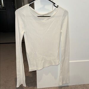 Garage Cream Ribbed Long Sleeve Top